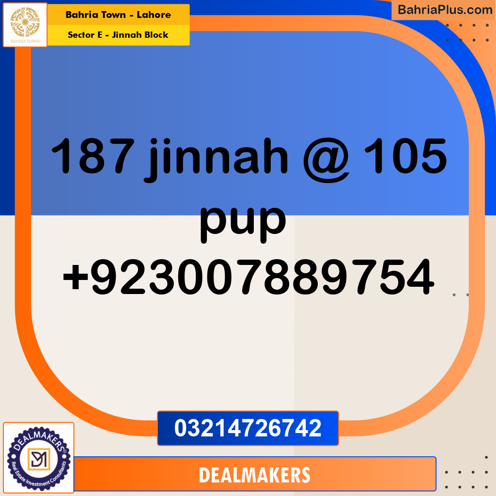 5 Marla Residential Plot for Sale in Sector E - Jinnah Block -  Bahria Town, Lahore - (BP-265551)