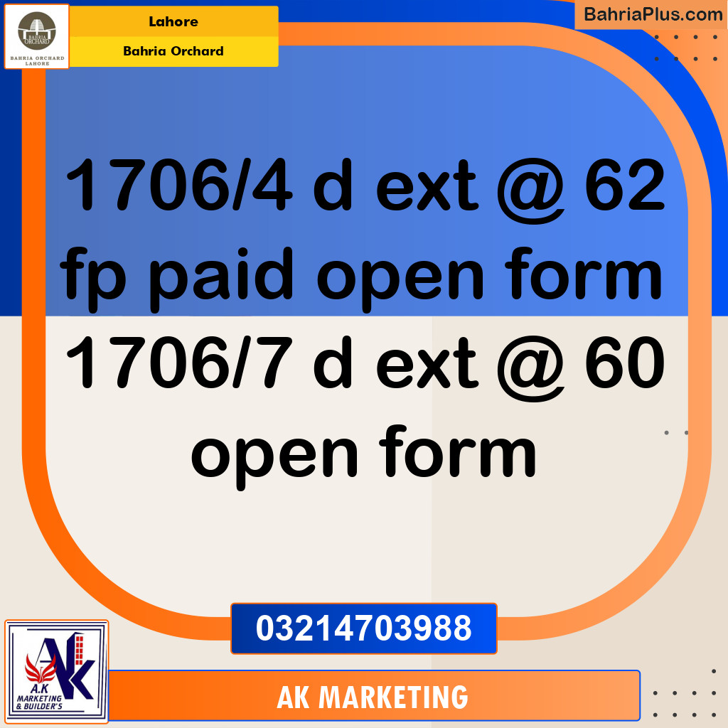 Residential Plot for Sale in Bahria Orchard, Lahore - (BP-265565)