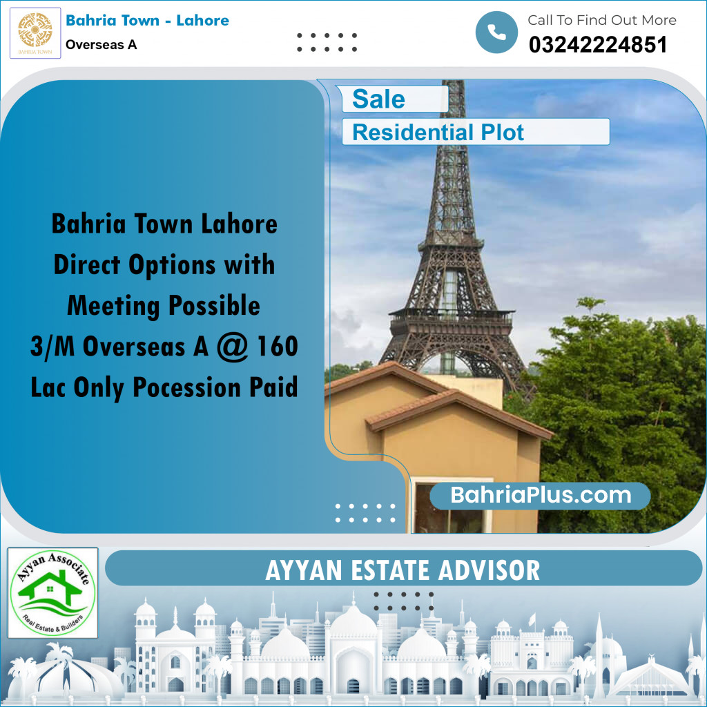 10 Marla Residential Plot for Sale in Overseas A -  Bahria Town, Lahore - (BP-265566)