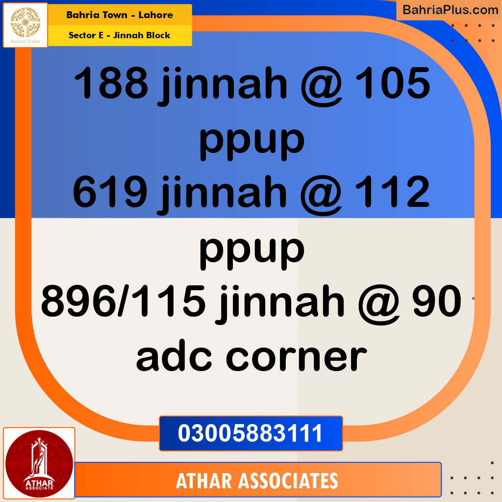 5 Marla Residential Plot for Sale in Sector E - Jinnah Block -  Bahria Town, Lahore - (BP-265580)