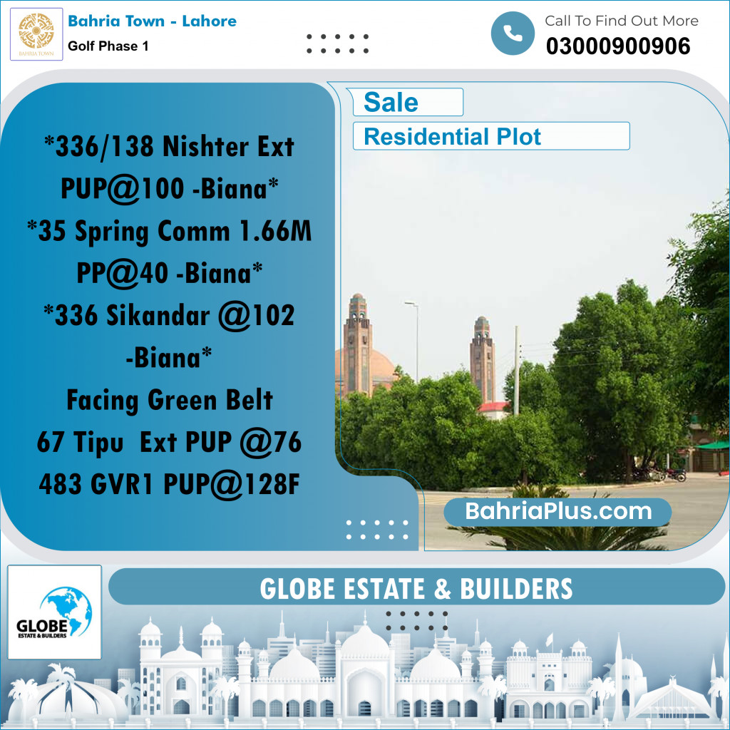 Residential Plot for Sale in Golf Phase 1 -  Bahria Town, Lahore - (BP-265591)