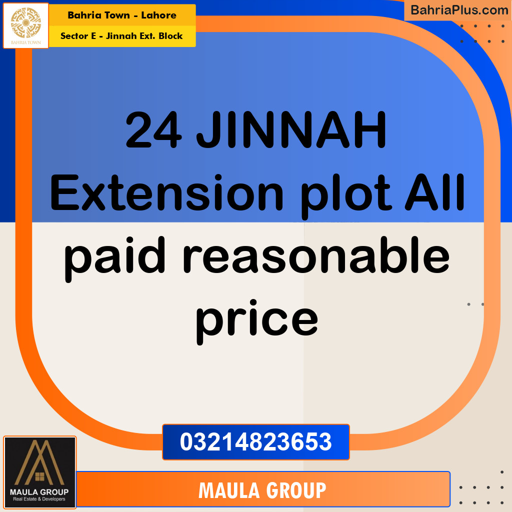 5 Marla Residential Plot for Sale in Sector E - Jinnah Ext. Block -  Bahria Town, Lahore - (BP-265595)