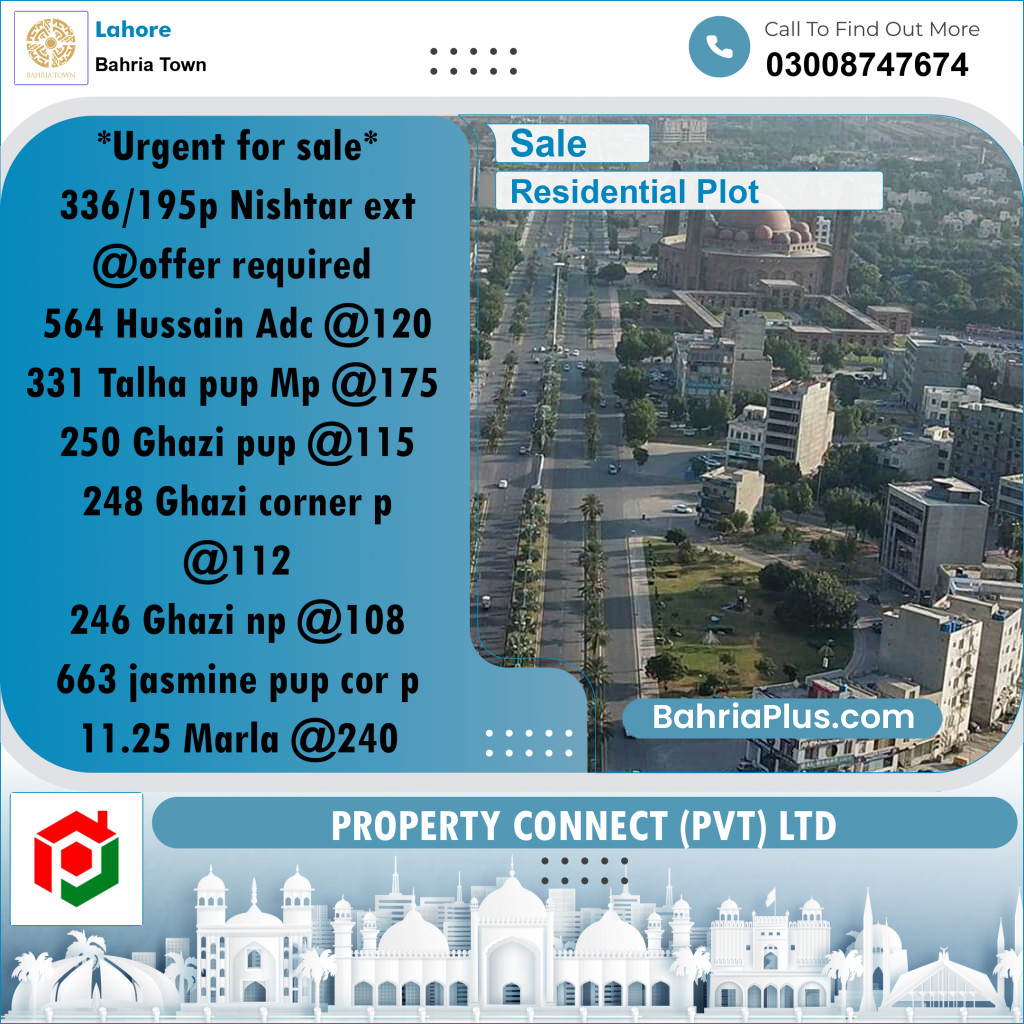 Residential Plot for Sale in Bahria Town, Lahore - (BP-265625)