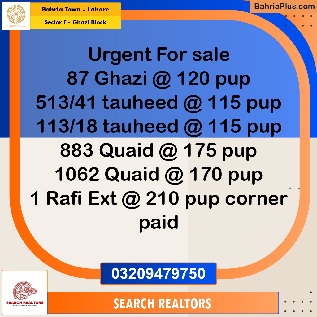 10 Marla Residential Plot for Sale in Sector F - Ghazi Block -  Bahria Town, Lahore - (BP-265665)