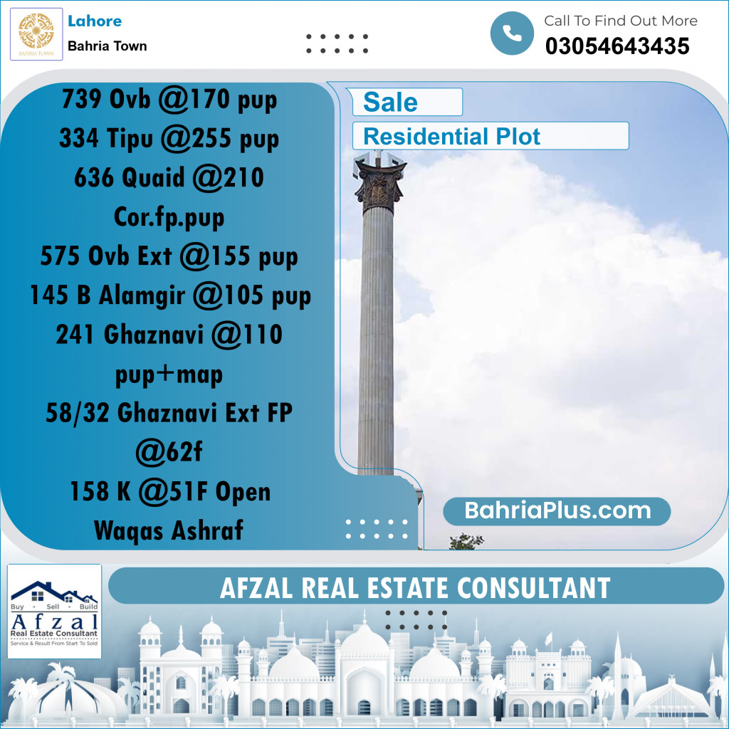 Residential Plot for Sale in Bahria Town, Lahore - (BP-265679)