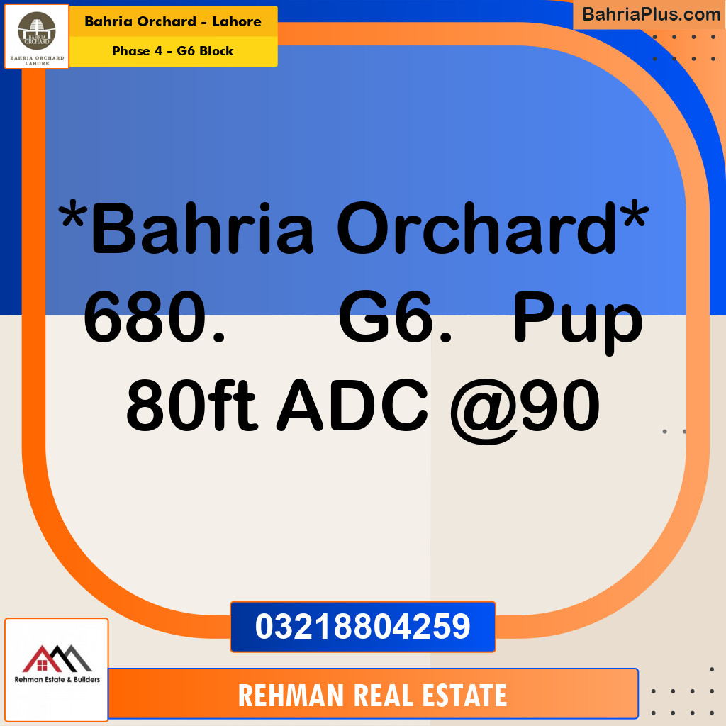 10 Marla Residential Plot for Sale in Phase 4 - G6 Block -  Bahria Orchard, Lahore - (BP-265705)