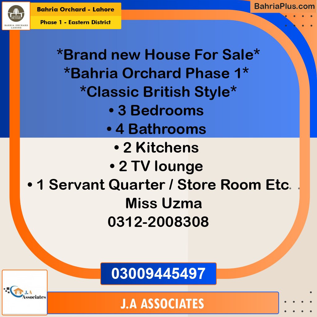 5 Marla Residential House for Sale in Phase 1 - Eastern District -  Bahria Orchard, Lahore - (BP-265711)