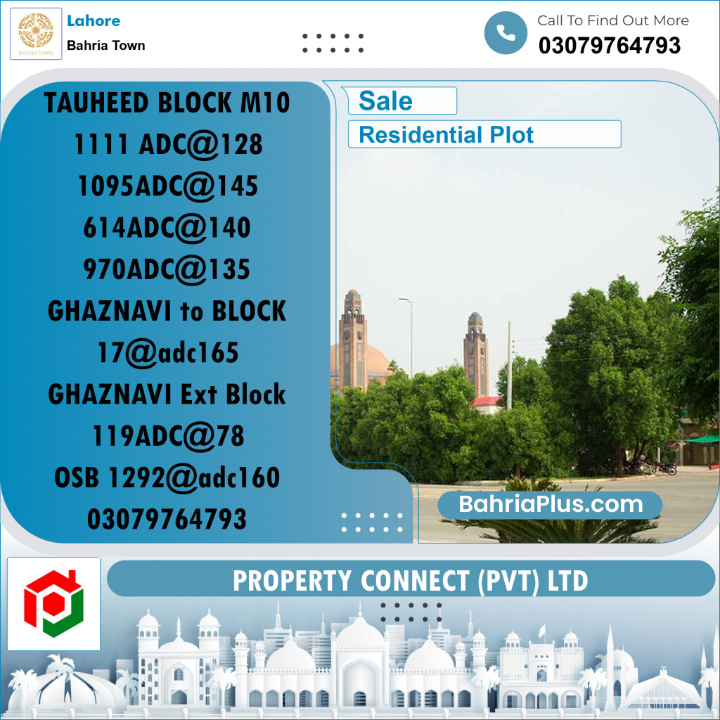 Residential Plot for Sale in Bahria Town, Lahore - (BP-265717)