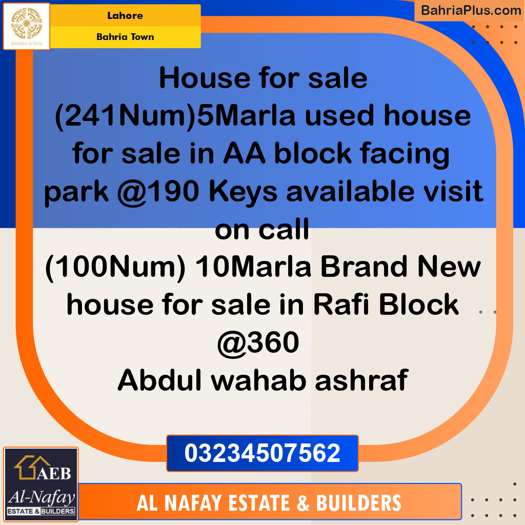 Residential House for Sale in Bahria Town, Lahore - (BP-265726)