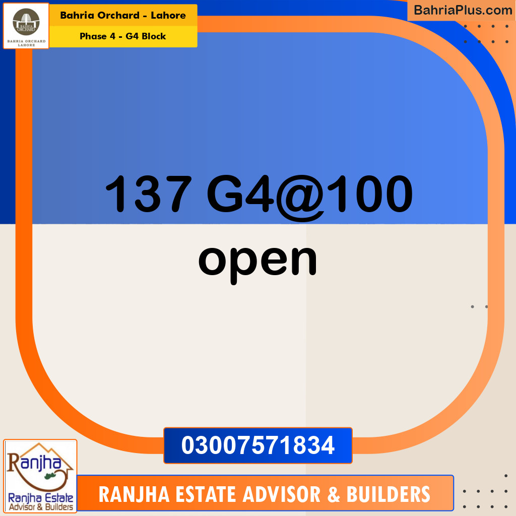 10 Marla Residential Plot for Sale in Phase 4 - G4 Block -  Bahria Orchard, Lahore - (BP-265739)