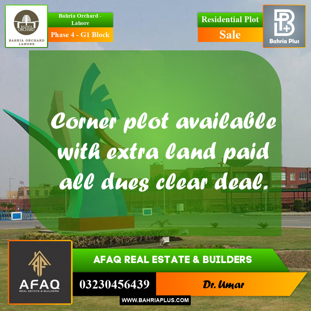 1 Kanal Residential Plot for Sale in Phase 4 - G1 Block -  Bahria Orchard, Lahore - (BP-265749)