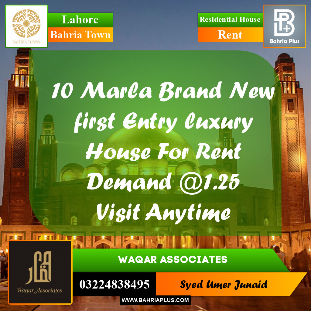 Residential House for Rent in Bahria Town, Lahore - (BP-265755)