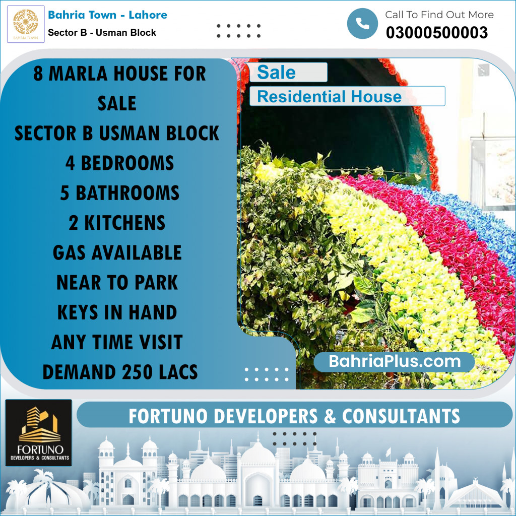 8 Marla Residential House for Sale in Sector B - Usman Block -  Bahria Town, Lahore - (BP-265759)
