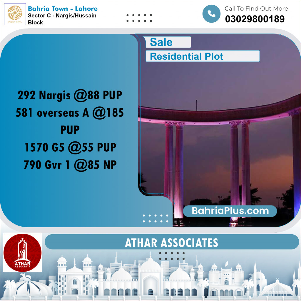5 Marla Residential Plot for Sale in Sector C - Nargis/Hussain Block -  Bahria Town, Lahore - (BP-265786)