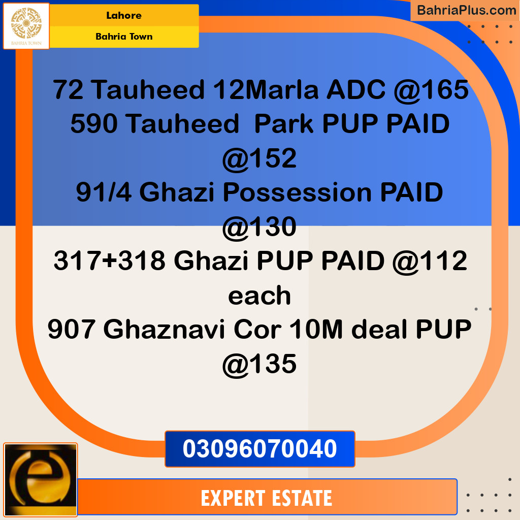 12 Marla Residential Plot for Sale in Bahria Town, Lahore - (BP-265789)