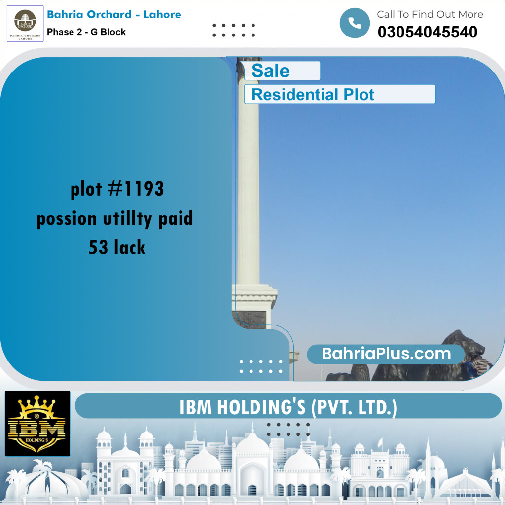 5 Marla Residential Plot for Sale in Phase 2 - G Block -  Bahria Orchard, Lahore - (BP-265872)