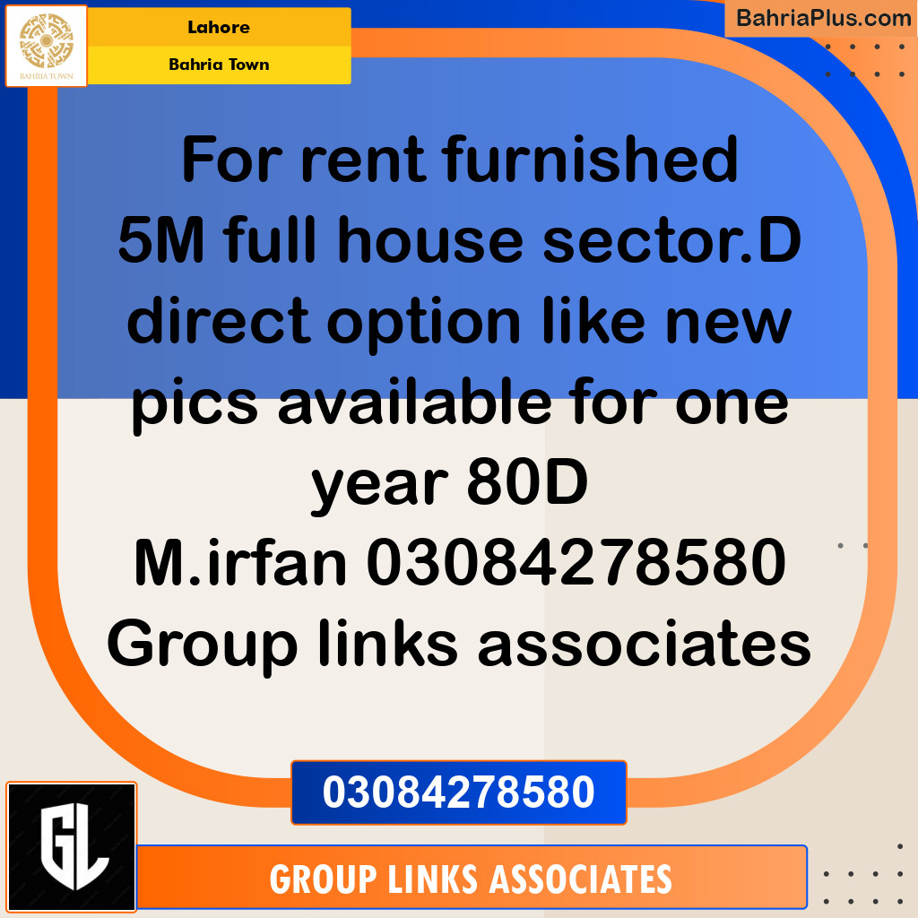 Residential House for Rent in Bahria Town, Lahore - (BP-265883)
