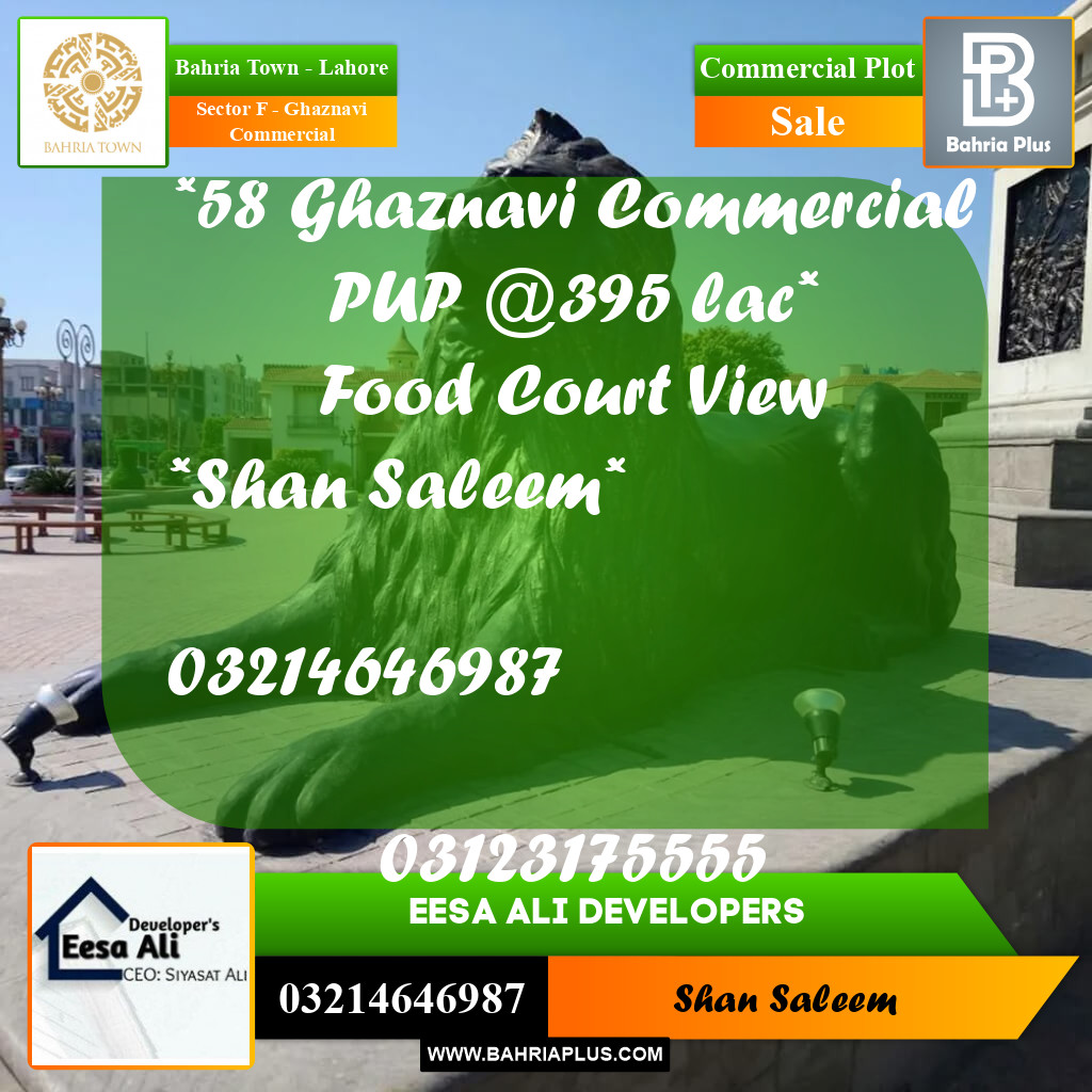5 Marla Commercial Plot for Sale in Sector F - Ghaznavi Commercial -  Bahria Town, Lahore - (BP-265886)
