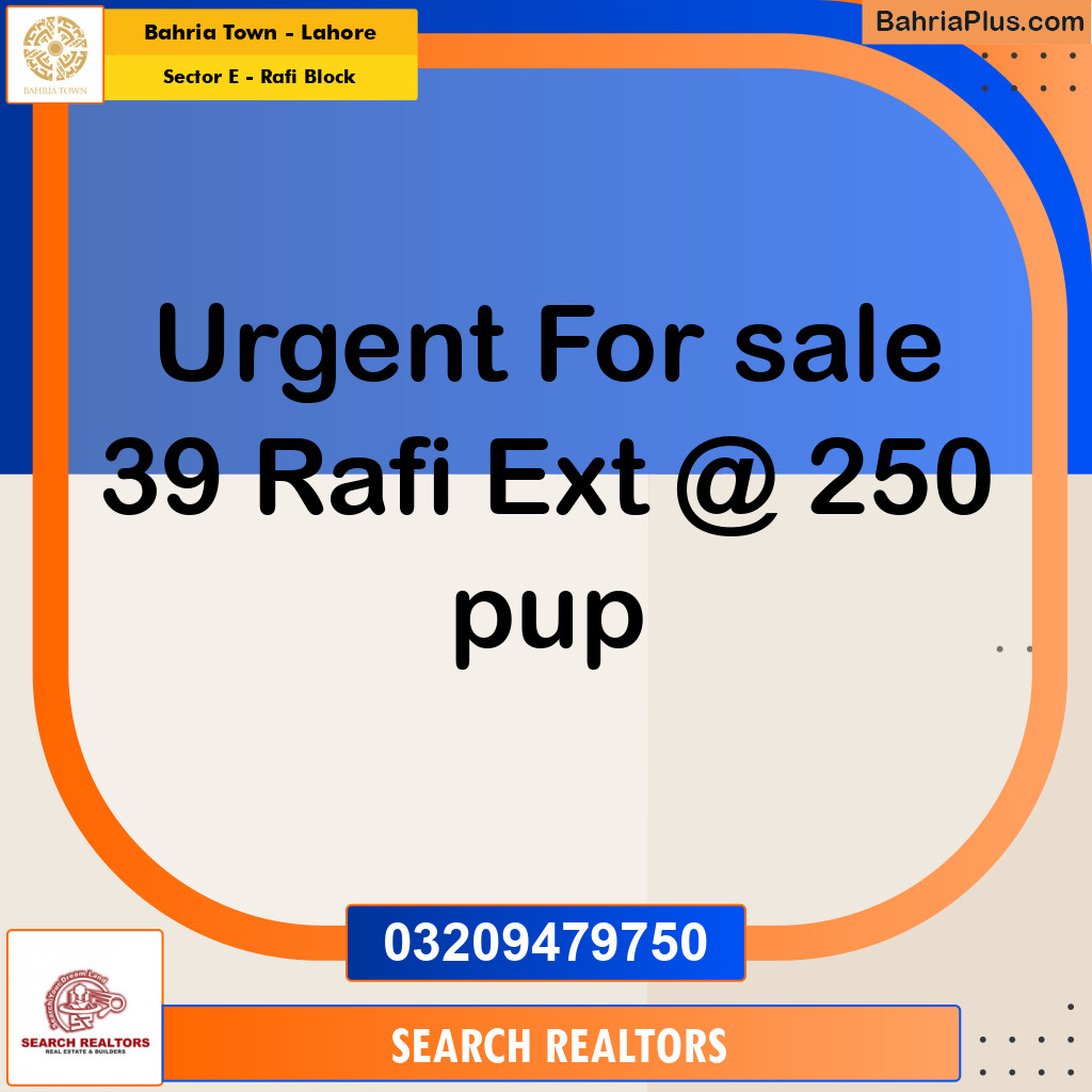 1 Kanal Residential Plot for Sale in Sector E - Rafi Block -  Bahria Town, Lahore - (BP-265901)