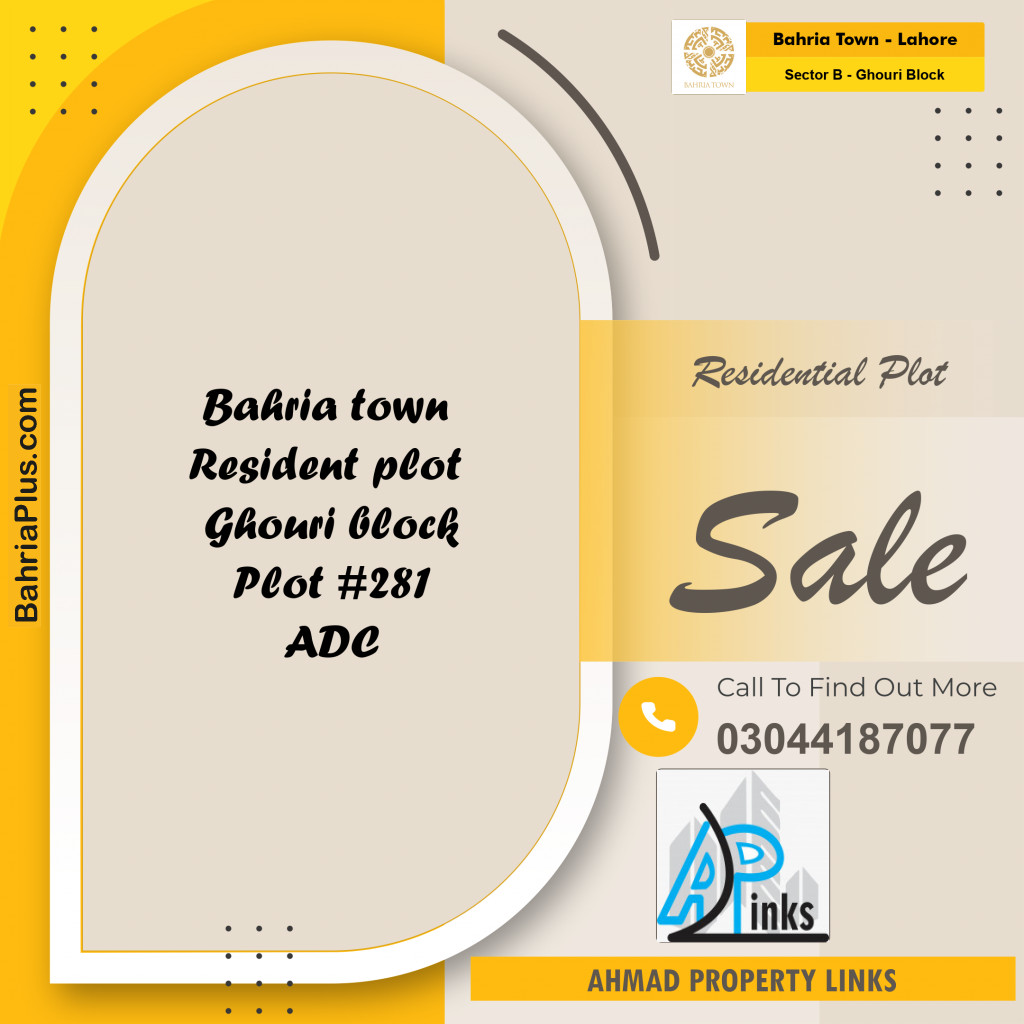 10 Marla Residential Plot for Sale in Sector B - Ghouri Block -  Bahria Town, Lahore - (BP-265919)