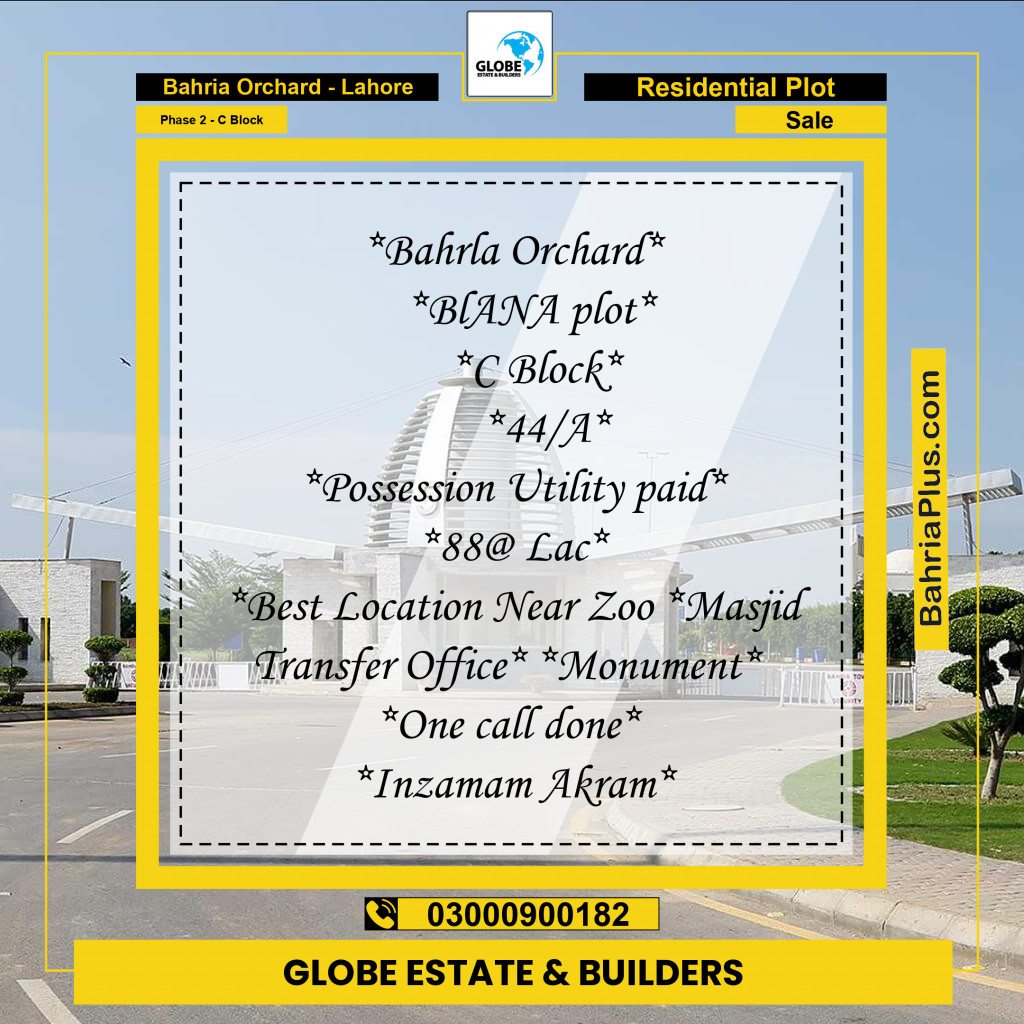 8 Marla Residential Plot for Sale in Phase 2 - C Block -  Bahria Orchard, Lahore - (BP-265987)