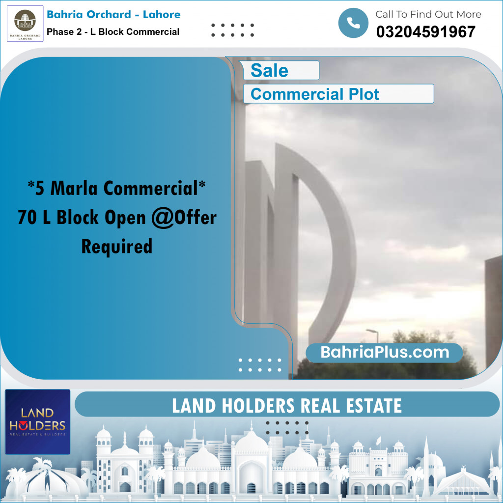 5 Marla Commercial Plot for Sale in Phase 2 - L Block Commercial -  Bahria Orchard, Lahore - (BP-265991)