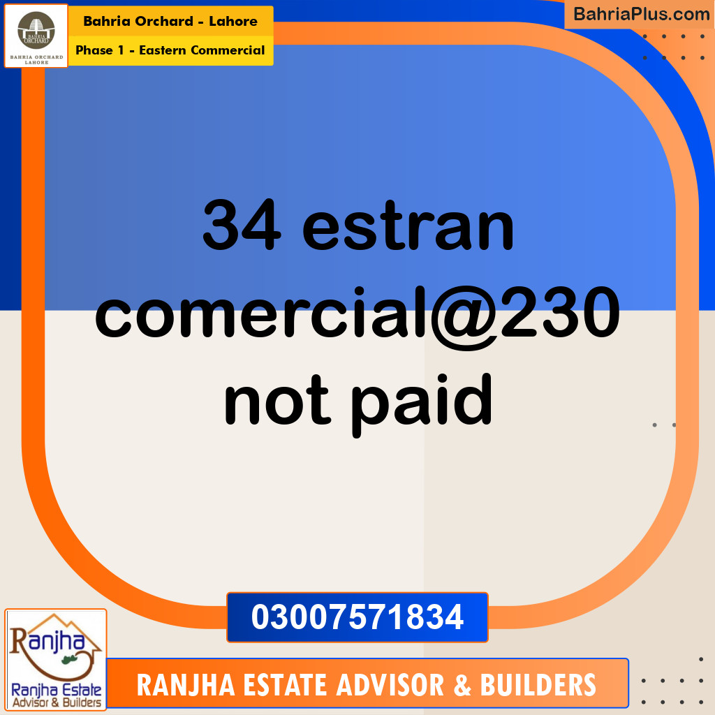 5 Marla Commercial Plot for Sale in Phase 1 - Eastern Commercial -  Bahria Orchard, Lahore - (BP-266002)