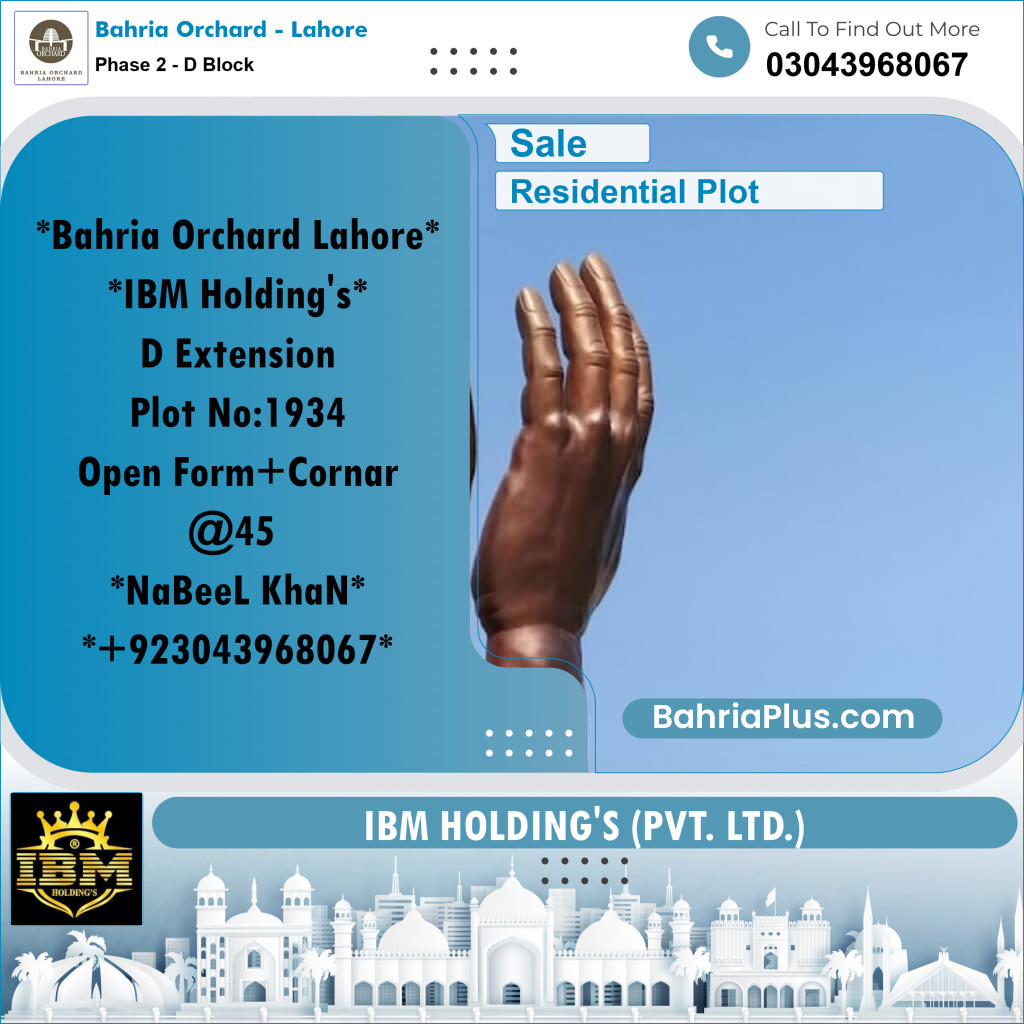 5 Marla Residential Plot for Sale in Phase 2 - D Block -  Bahria Orchard, Lahore - (BP-266030)