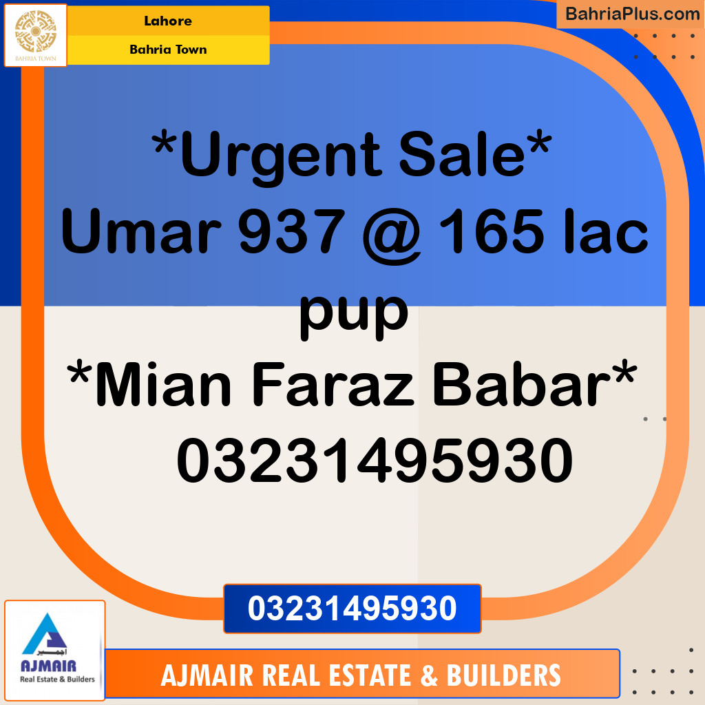 Residential Plot for Sale in Bahria Town, Lahore - (BP-266056)