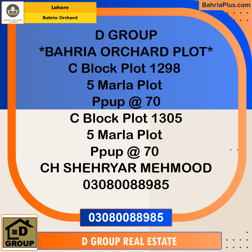 Residential Plot for Sale in Bahria Orchard, Lahore - (BP-266068)