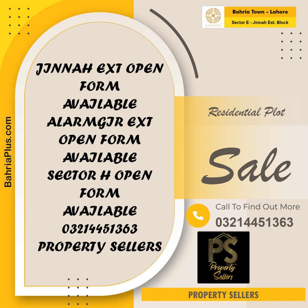 5 Marla Residential Plot for Sale in Sector E - Jinnah Ext. Block -  Bahria Town, Lahore - (BP-266096)