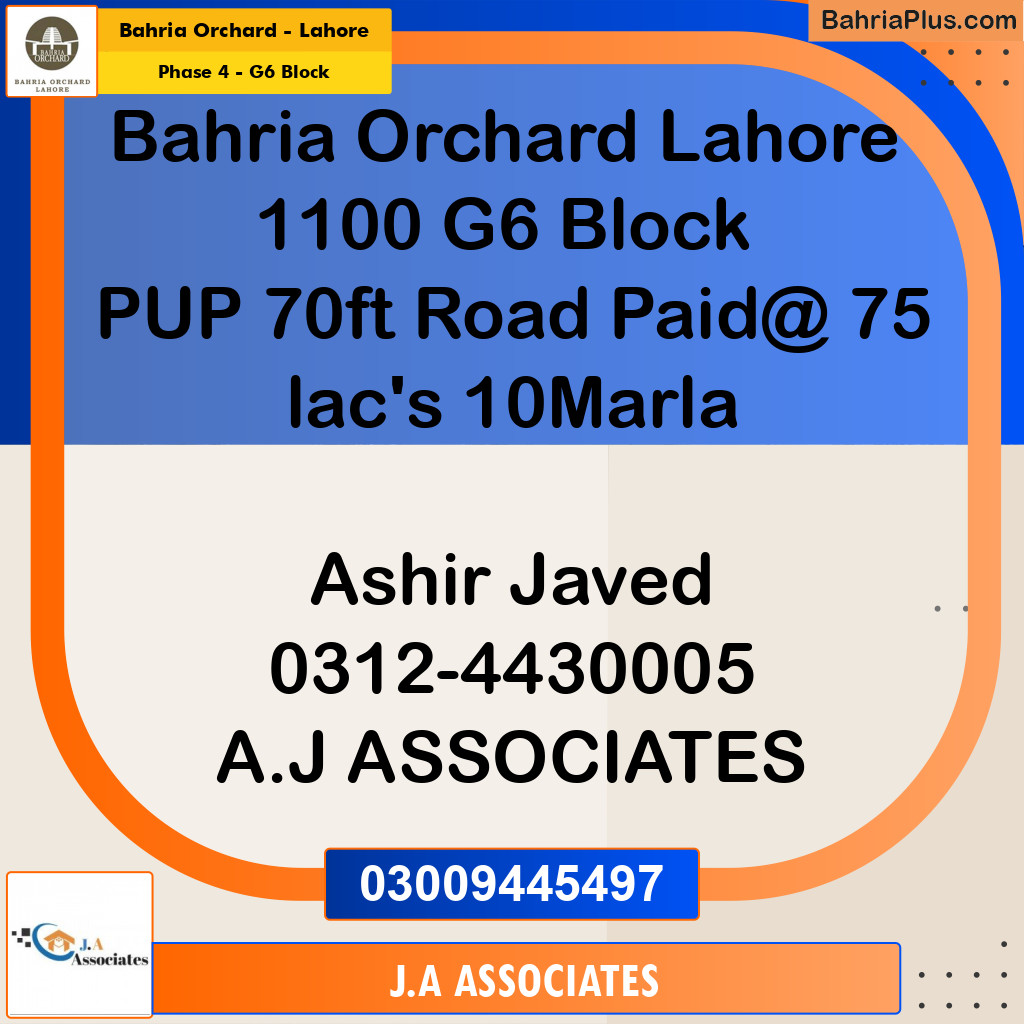 10 Marla Residential Plot for Sale in Phase 4 - G6 Block -  Bahria Orchard, Lahore - (BP-266097)