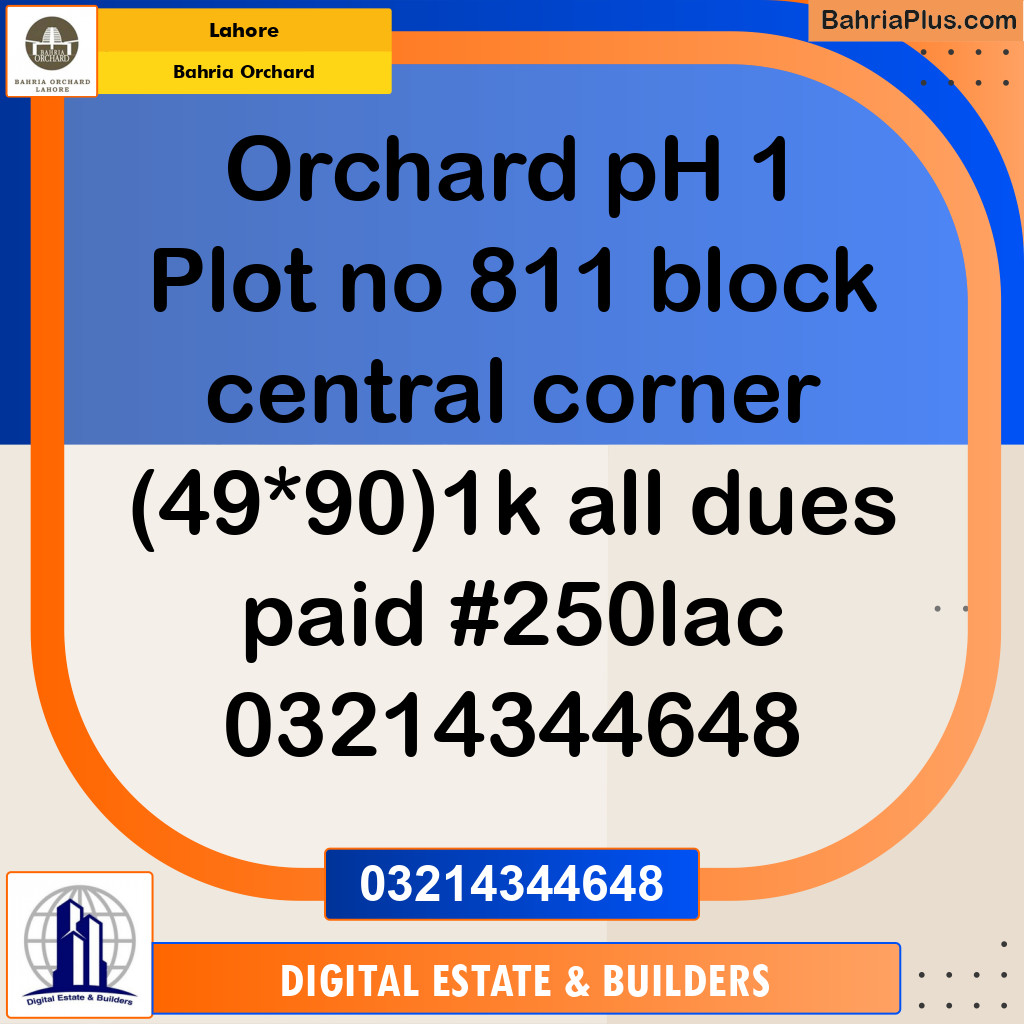 1 Kanal Residential Plot for Sale in Bahria Orchard, Lahore - (BP-266122)