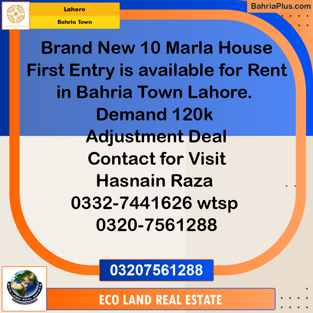 10 Marla Residential House for Rent in Bahria Town, Lahore - (BP-266128)