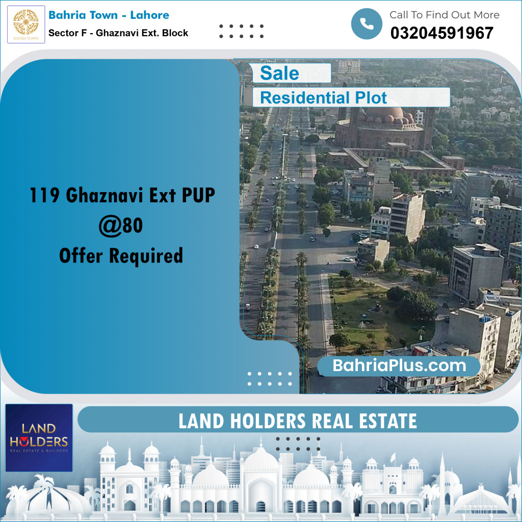 5 Marla Residential Plot for Sale in Sector F - Ghaznavi Ext. Block -  Bahria Town, Lahore - (BP-266158)