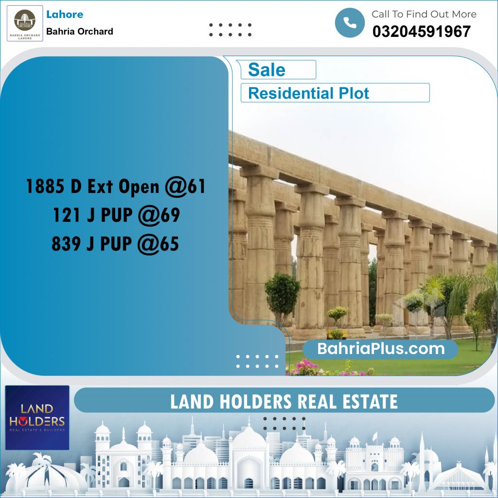 Residential Plot for Sale in Bahria Orchard, Lahore - (BP-266166)