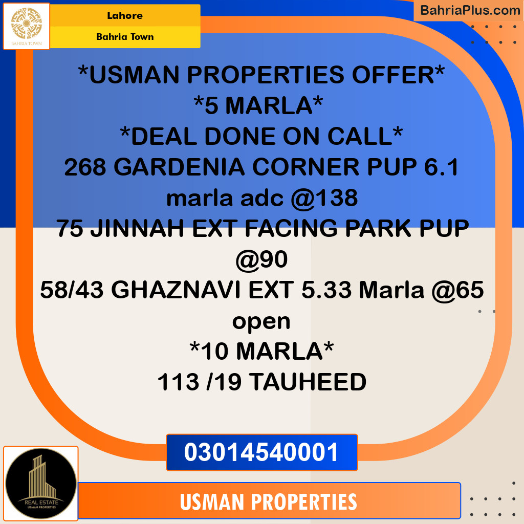 Residential Plot for Sale in Bahria Town, Lahore - (BP-266236)