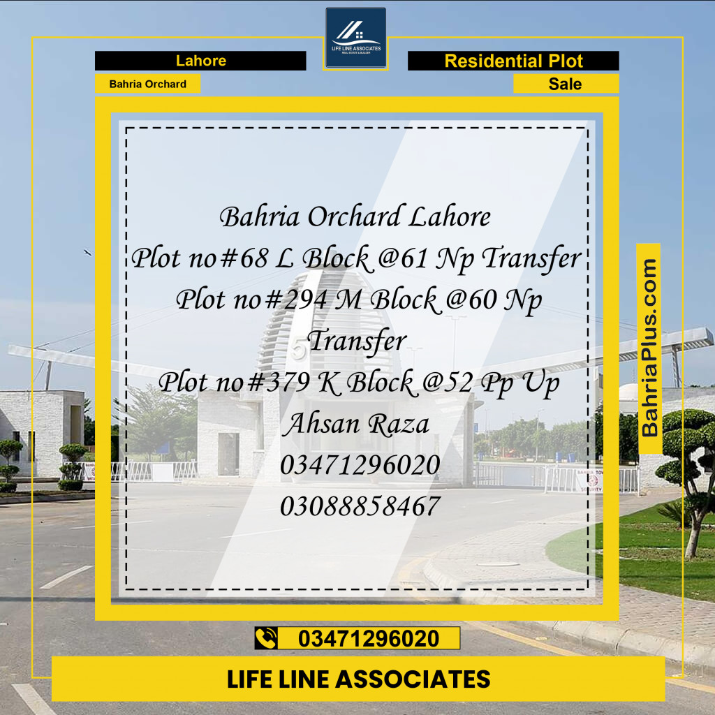 5 Marla Residential Plot for Sale in Bahria Orchard, Lahore - (BP-266247)