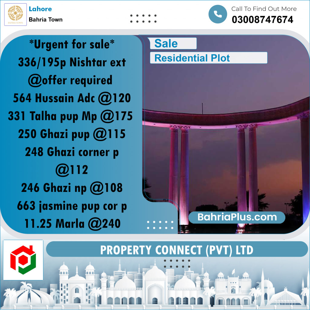 Residential Plot for Sale in Bahria Town, Lahore - (BP-266265)