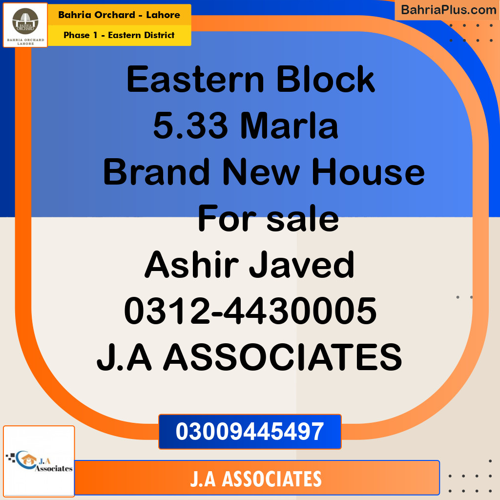 5 Marla Residential House for Sale in Phase 1 - Eastern District -  Bahria Orchard, Lahore - (BP-266275)