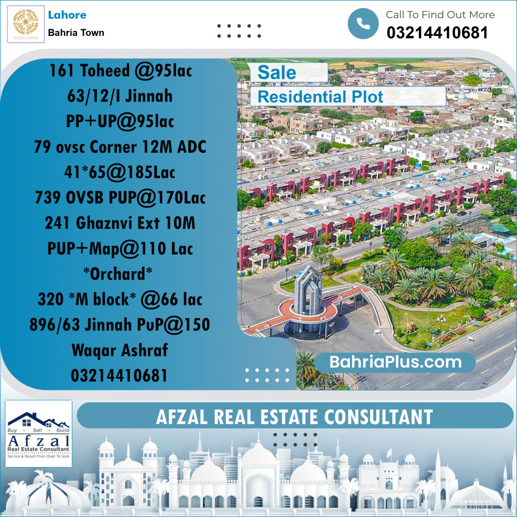 Residential Plot for Sale in Bahria Town, Lahore - (BP-266280)