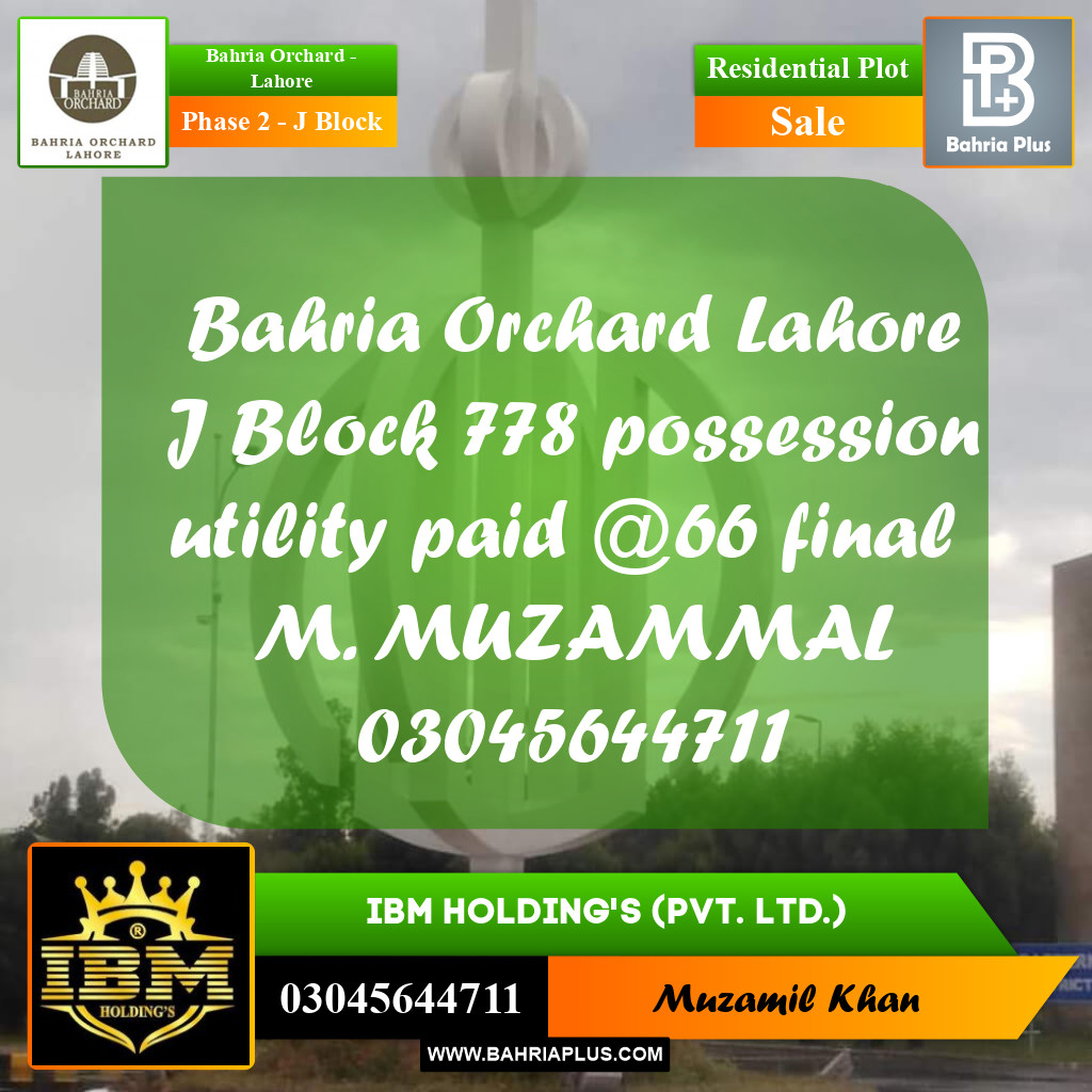 8 Marla Residential Plot for Sale in Phase 2 - J Block -  Bahria Orchard, Lahore - (BP-266306)