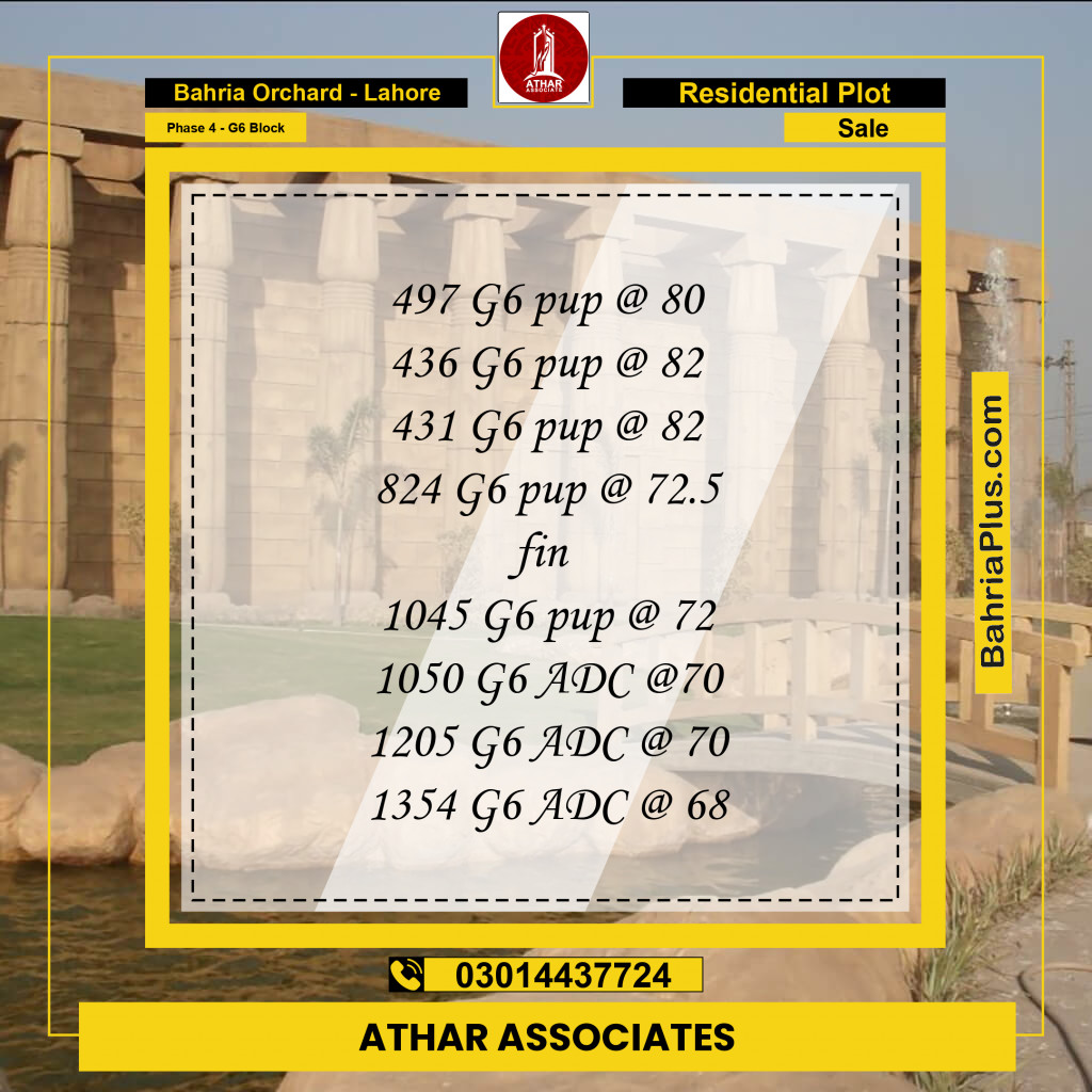 10 Marla Residential Plot for Sale in Phase 4 - G6 Block -  Bahria Orchard, Lahore - (BP-266316)