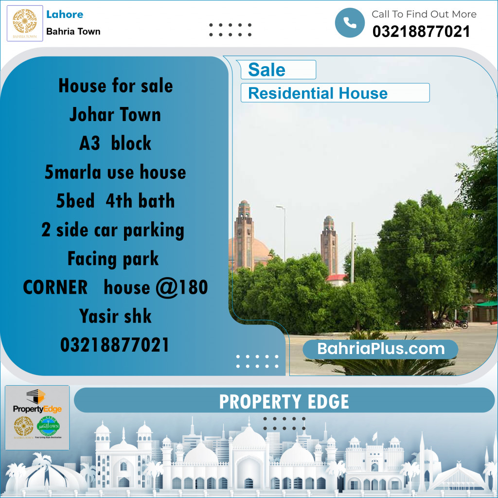 Residential House for Sale in Bahria Town, Lahore - (BP-266334)