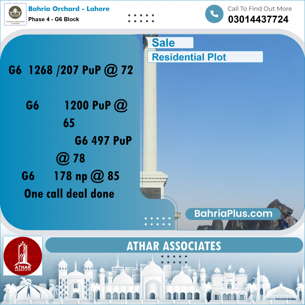 10 Marla Residential Plot for Sale in Phase 4 - G6 Block -  Bahria Orchard, Lahore - (BP-266366)