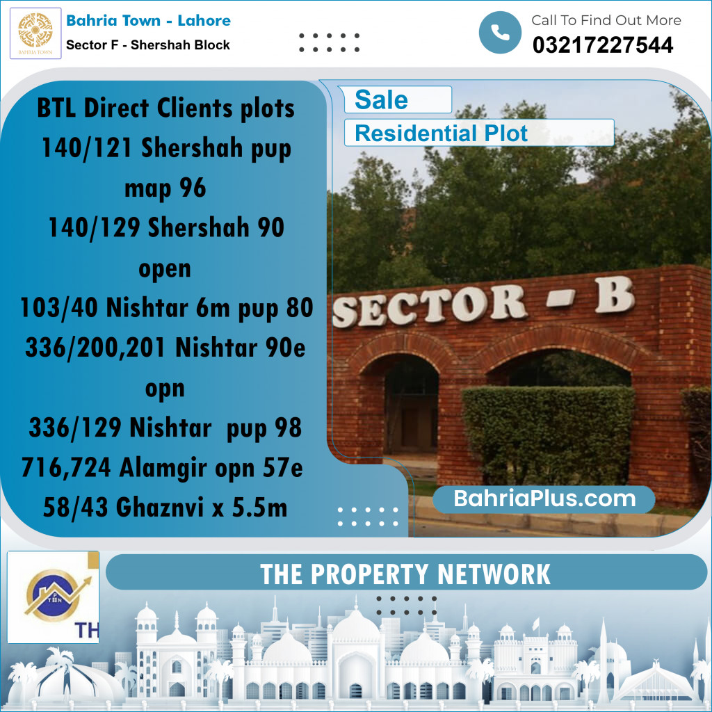 5 Marla Residential Plot for Sale in Sector F - Shershah Block -  Bahria Town, Lahore - (BP-266394)
