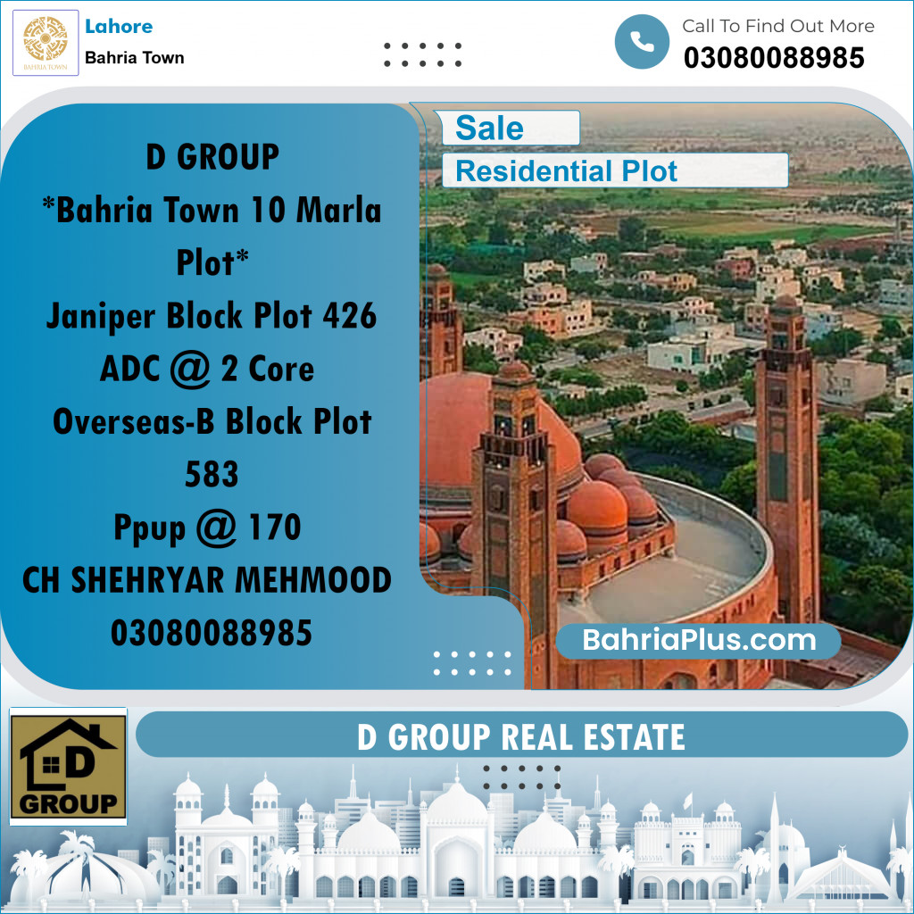 Residential Plot for Sale in Bahria Town, Lahore - (BP-266402)