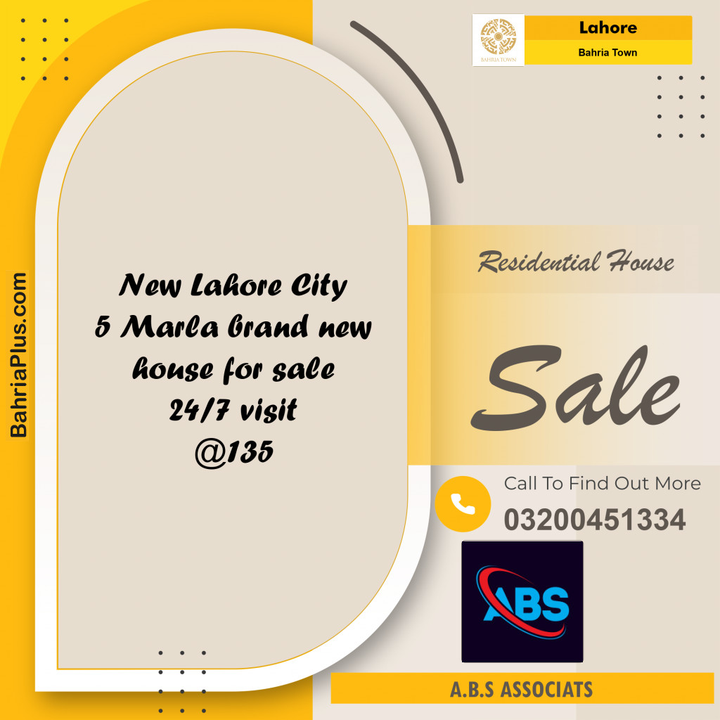 5 Marla Residential House for Sale in Bahria Town, Lahore - (BP-266429)