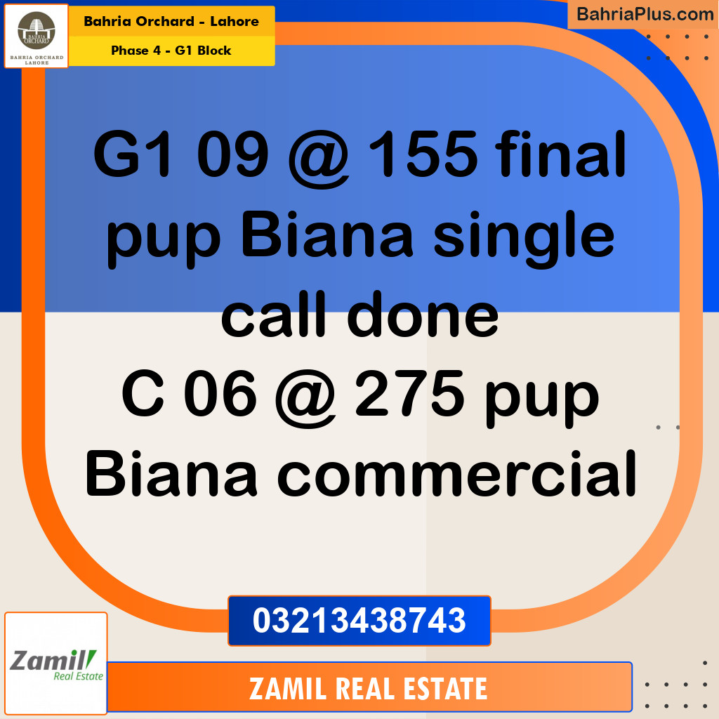 1 Kanal Residential Plot for Sale in Phase 4 - G1 Block -  Bahria Orchard, Lahore - (BP-266454)