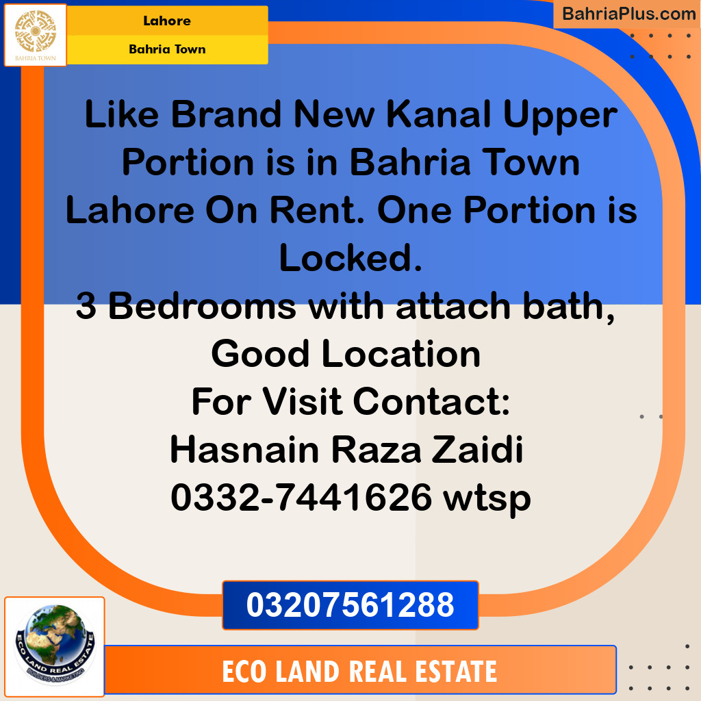 1 Kanal Residential House for Rent in Bahria Town, Lahore - (BP-266470)